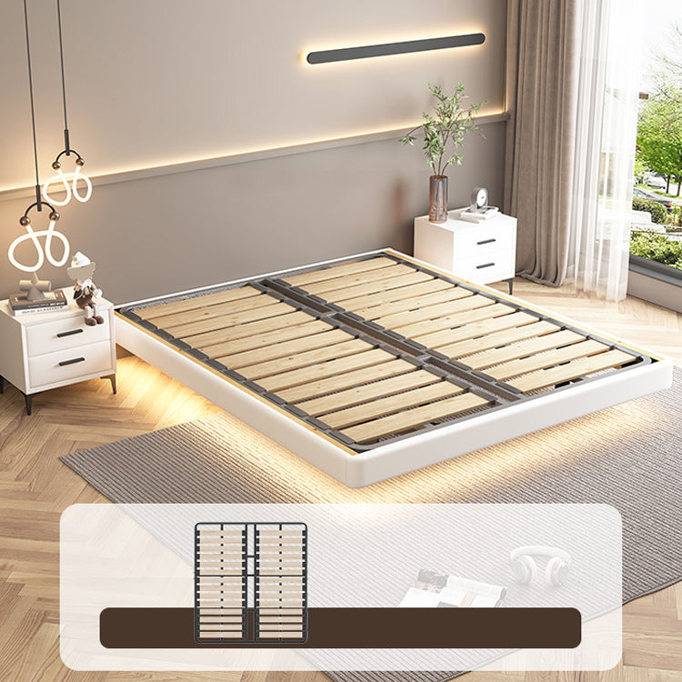 Contemporary Platform Bed Wood and Upholstered Platform Bed Frame with Metal Legs