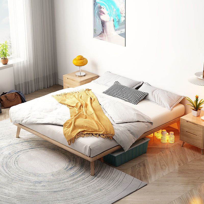 Solid Wood Platform Bed Frame Rubberwood Platform Bed in Natural