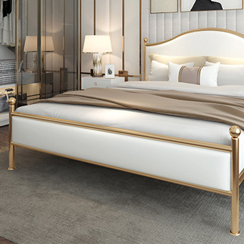 Modern Panel Bed Mattress Included Metal Standard Bed with Custom Gold Legs