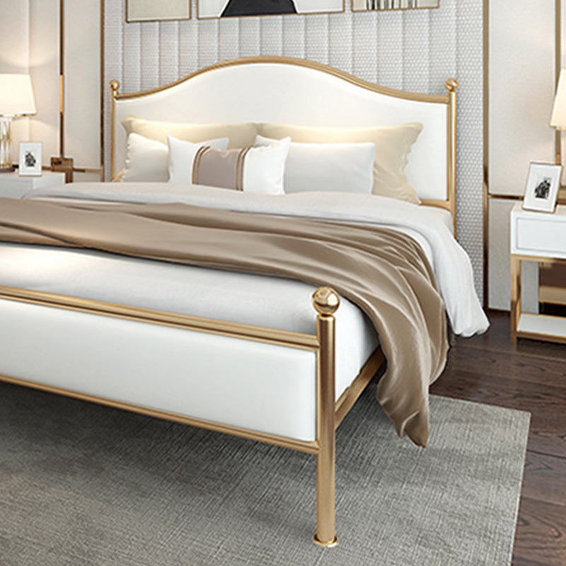 Modern Panel Bed Mattress Included Metal Standard Bed with Custom Gold Legs