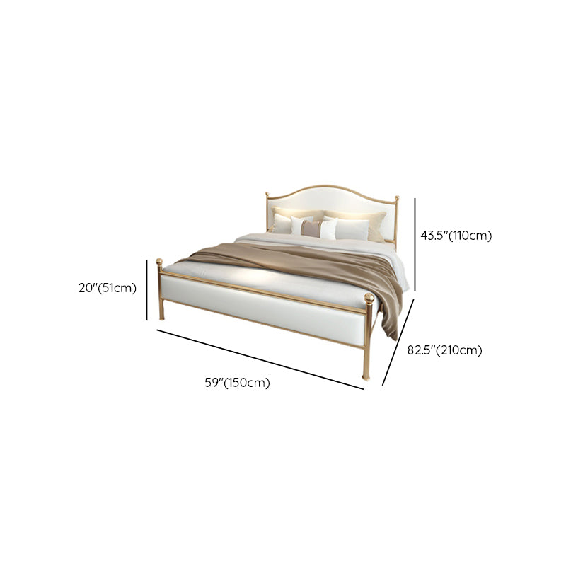 Modern Panel Bed Mattress Included Metal Standard Bed with Custom Gold Legs
