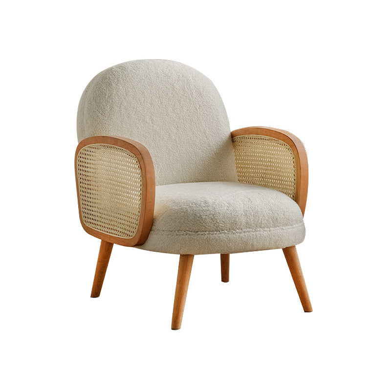 Mid-century Fixed Back Accent Armchair Bedroom Solid Color Accent Chair