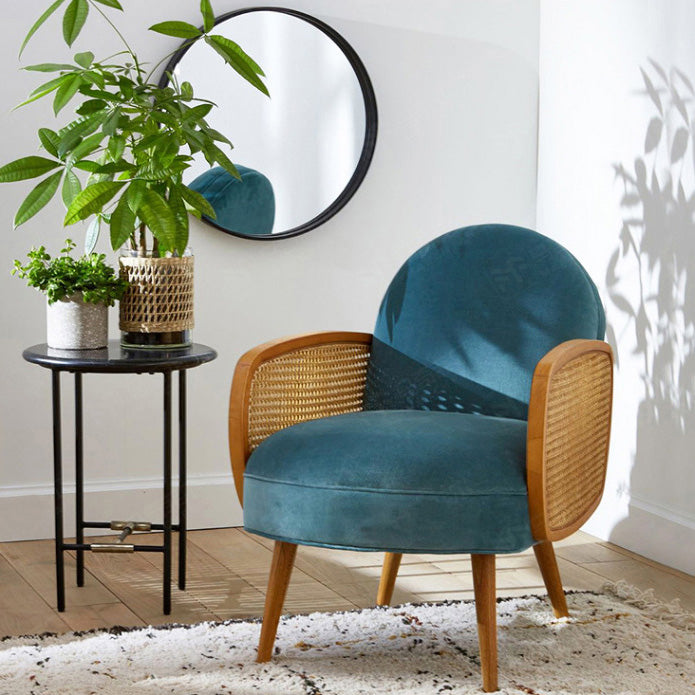 Mid-century Fixed Back Accent Armchair Bedroom Solid Color Accent Chair