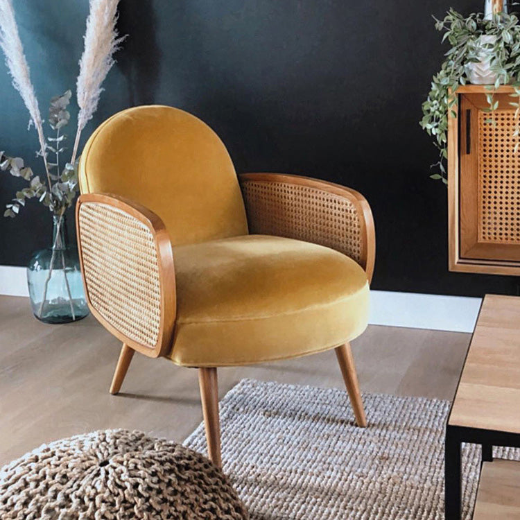 Mid-century Fixed Back Accent Armchair Bedroom Solid Color Accent Chair