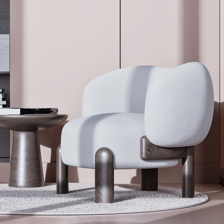 Contemporary Fixed Back Barrel Chair Bedroom Solid Color Lounge Chair