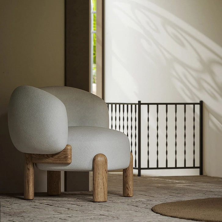 Contemporary Fixed Back Barrel Chair Bedroom Solid Color Lounge Chair