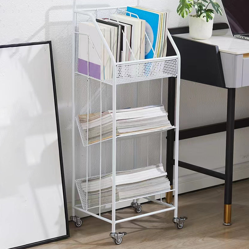 Contemporary Metal Bookcase Standard 3 Shelves Open Back Bookshelf