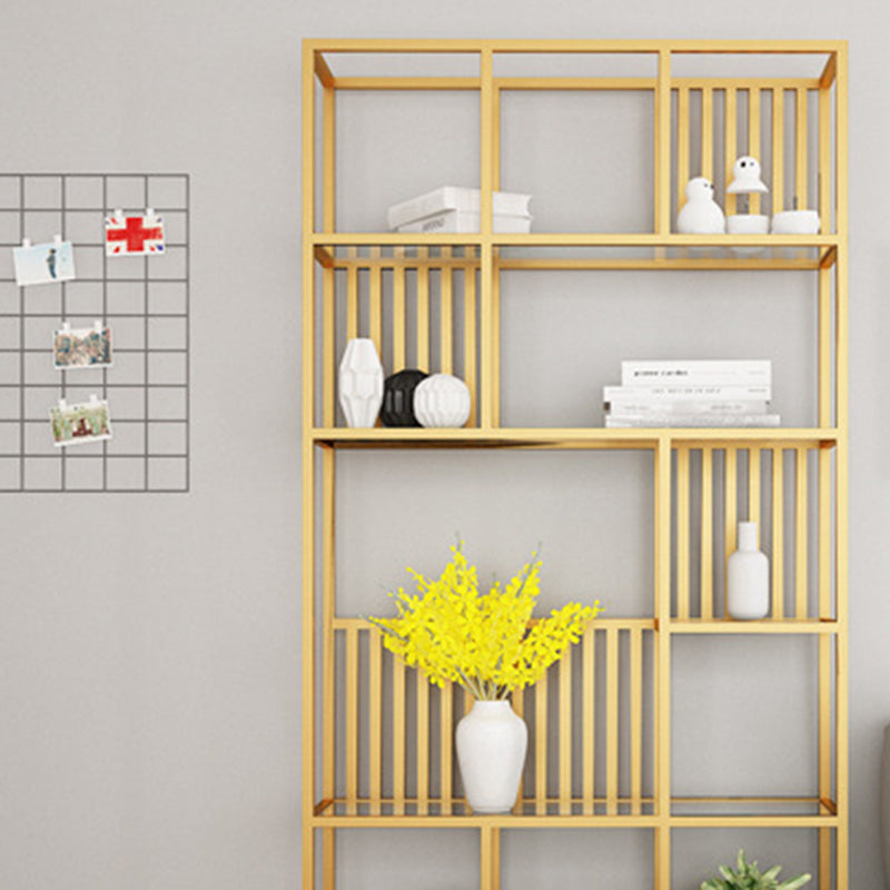 Glam Antique Finish Shelf Bookcase Metal Frame Bookshelf with Shelves