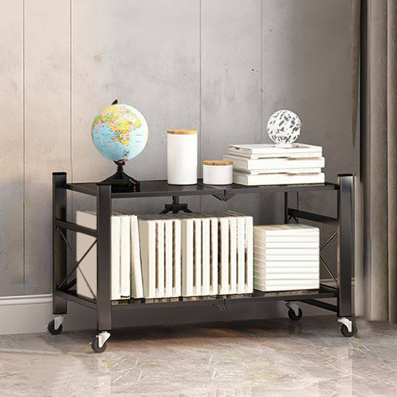 Contemporary Metal Bookshelf Etagere Folding Bookcase with Shelves