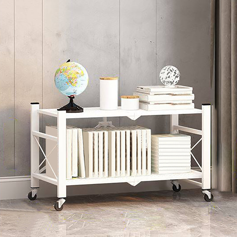 Contemporary Metal Bookshelf Etagere Folding Bookcase with Shelves