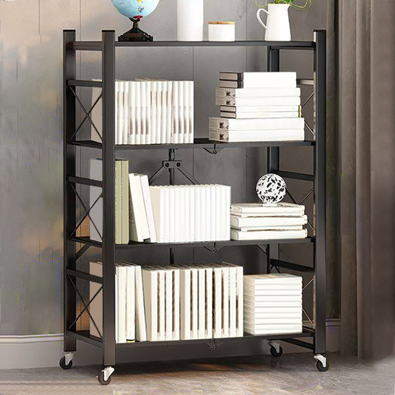Contemporary Metal Bookshelf Etagere Folding Bookcase with Shelves