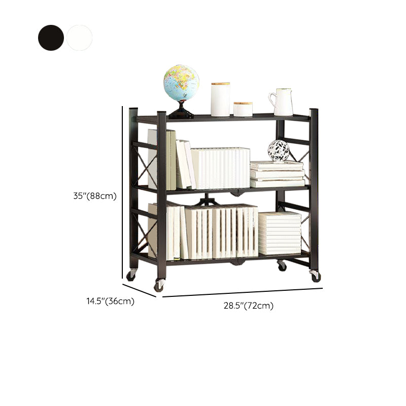 Contemporary Metal Bookshelf Etagere Folding Bookcase with Shelves