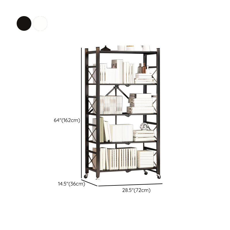 Contemporary Metal Bookshelf Etagere Folding Bookcase with Shelves