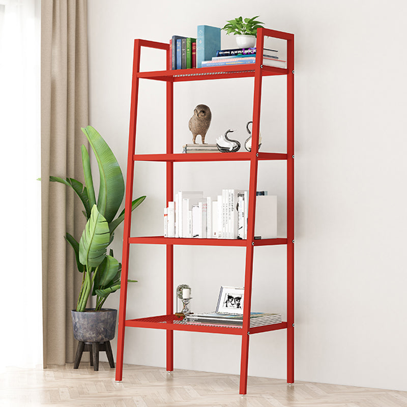 Scandinavian Open Back Bookshelf Ladder Metal Bookcase with Shelves