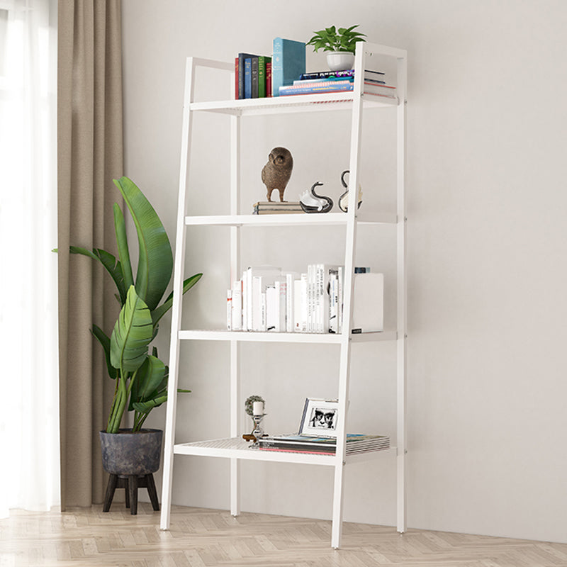 Scandinavian Open Back Bookshelf Ladder Metal Bookcase with Shelves
