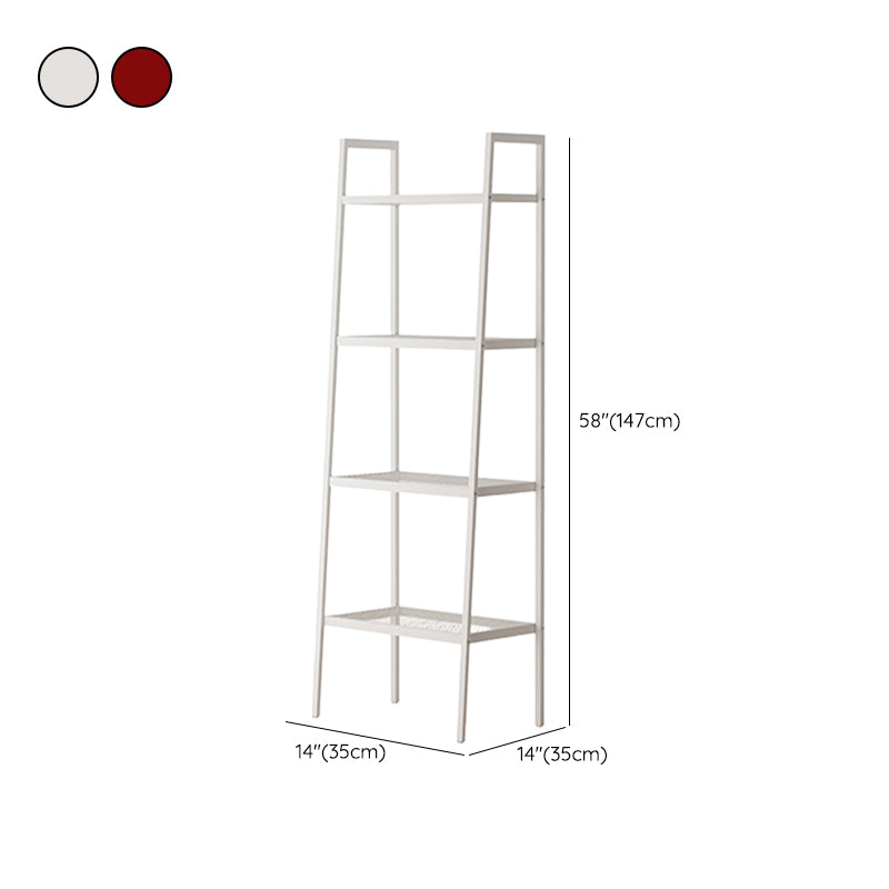 Scandinavian Open Back Bookshelf Ladder Metal Bookcase with Shelves