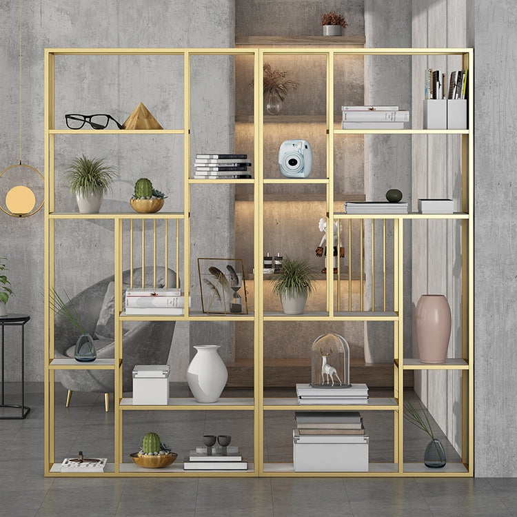 Antique Finish Shelf Bookcase Metal Etagere Bookshelf with Shelves