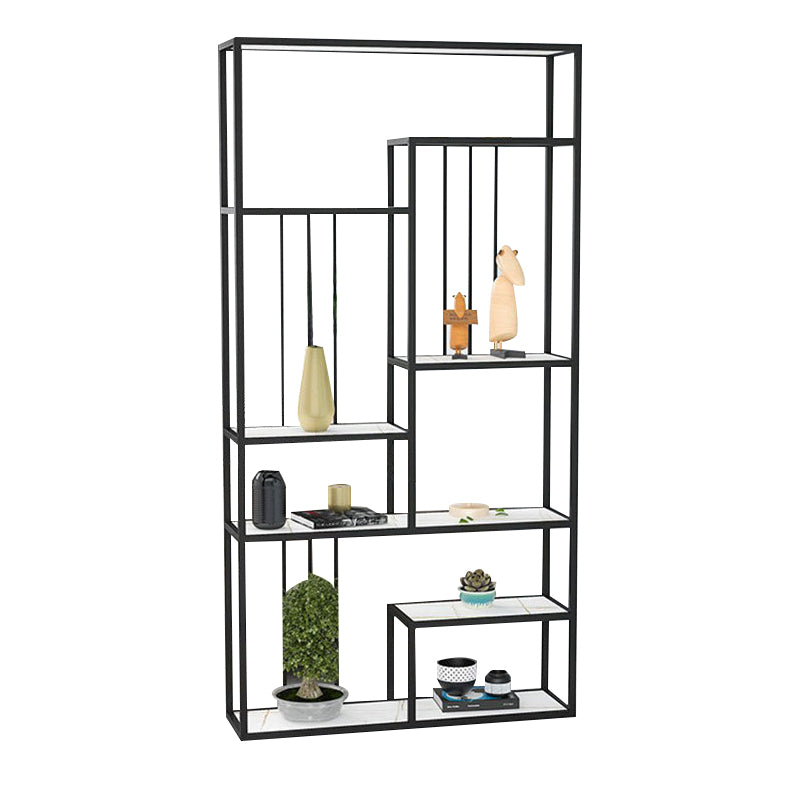 Glam Antique Finish Shelf Bookcase Metal Etagere Bookshelf with Shelves