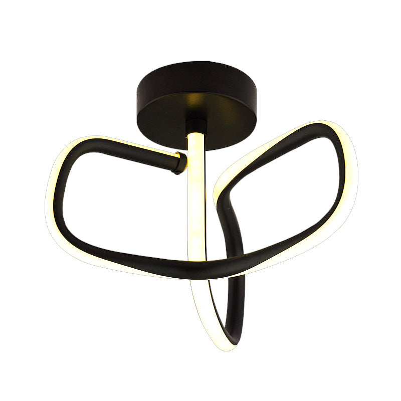 Metal Linear Shape Flush Mount Light Modern Style 2 Lights Flush Ceiling Light in Black
