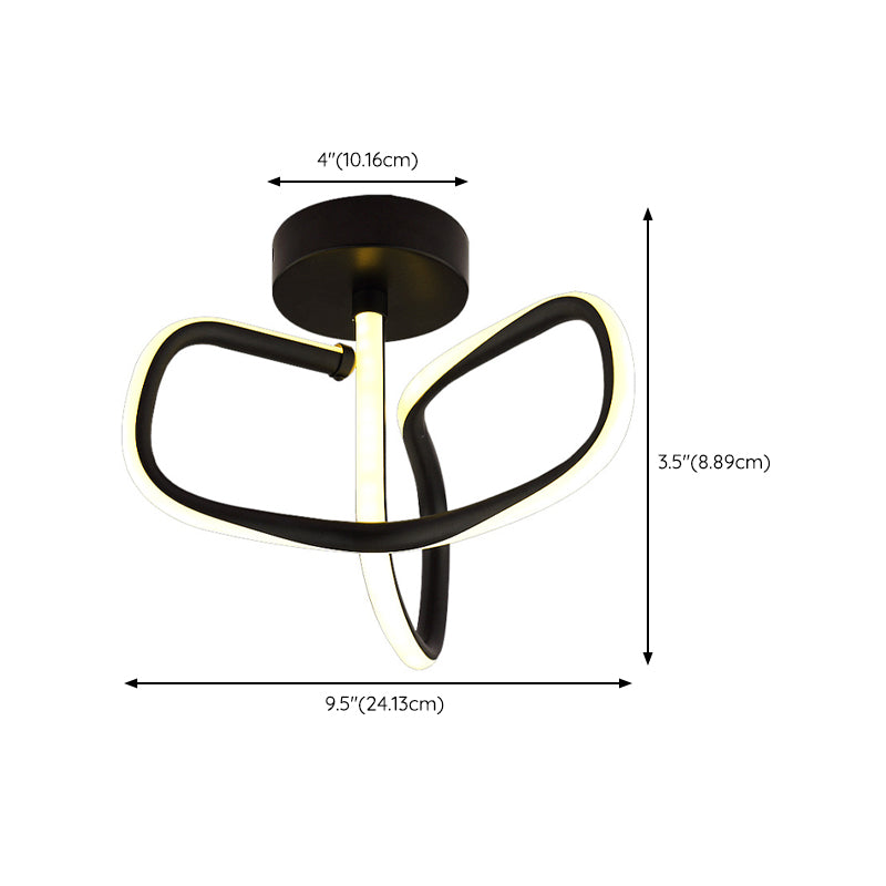 Metal Linear Shape Flush Mount Light Modern Style 2 Lights Flush Ceiling Light in Black