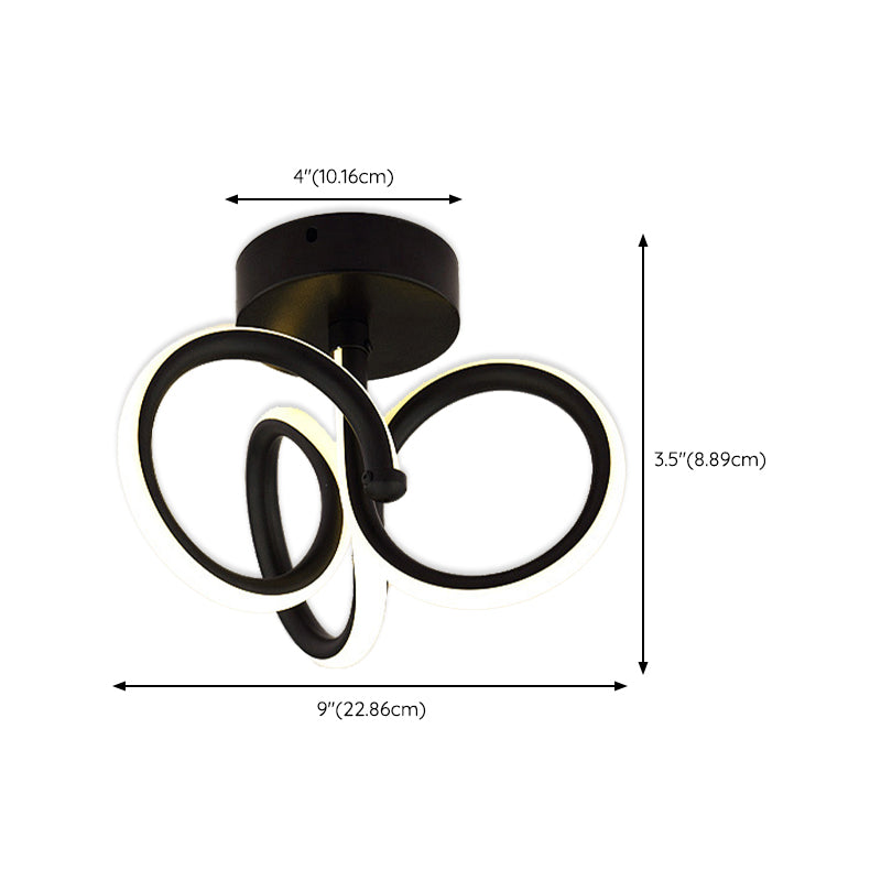Metal Linear Shape Flush Mount Light Modern Style 2 Lights Flush Ceiling Light in Black