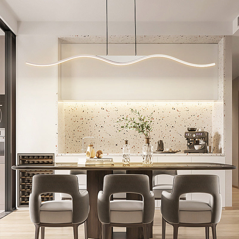 White Linear Kitchen Island Lighting Metal Square Ceiling Light for Living Room