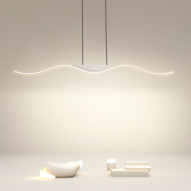 White Linear Kitchen Island Lighting Metal Square Ceiling Light for Living Room