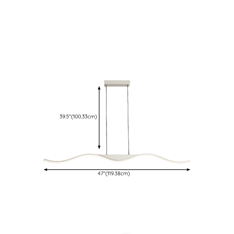 White Linear Kitchen Island Lighting Metal Square Ceiling Light for Living Room