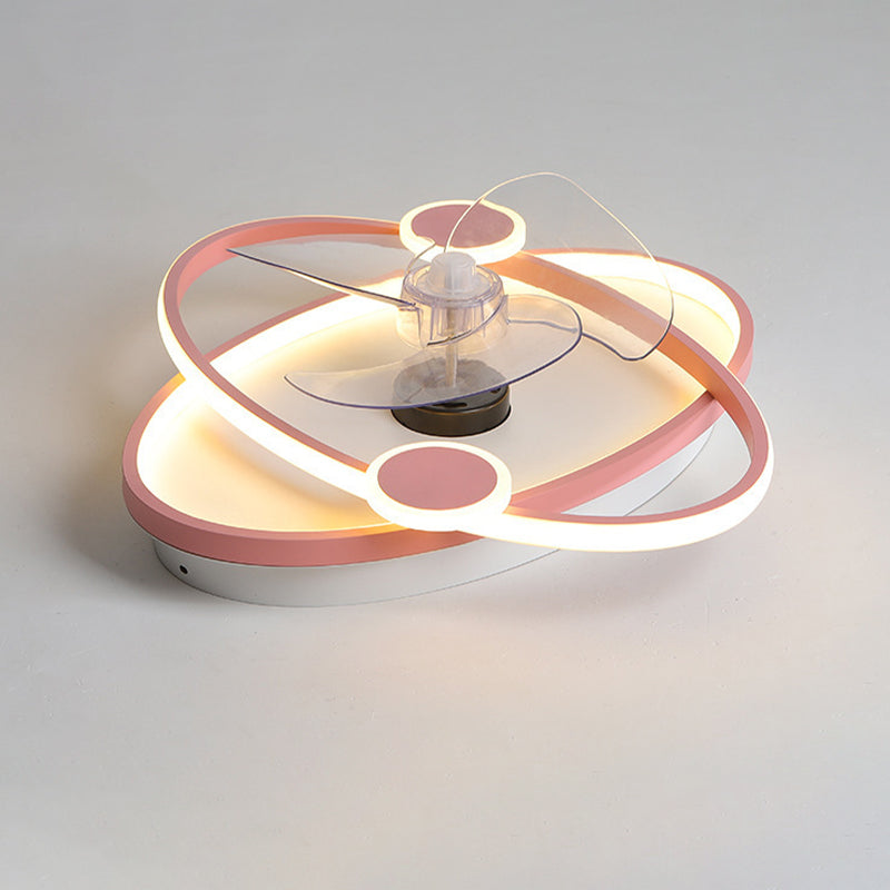 3-Blade LED Ceiling Fan Children Metallic Blue/pink Fan with Light for Bedroom