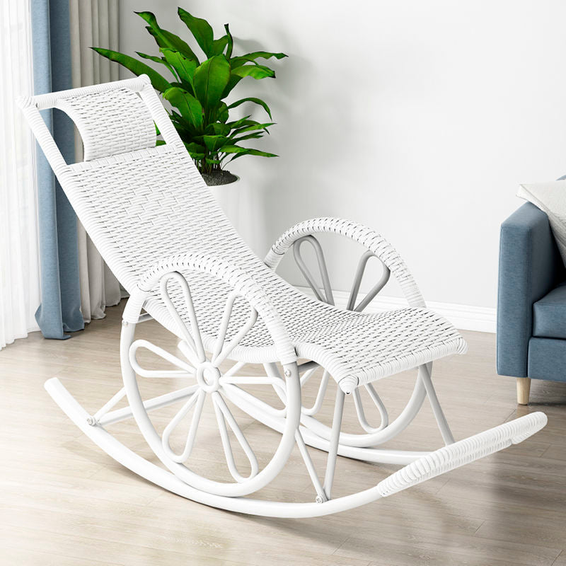 Modern Rocking Chair Wicker Solid Color Metal Chair Legs Porch Rocking Chair