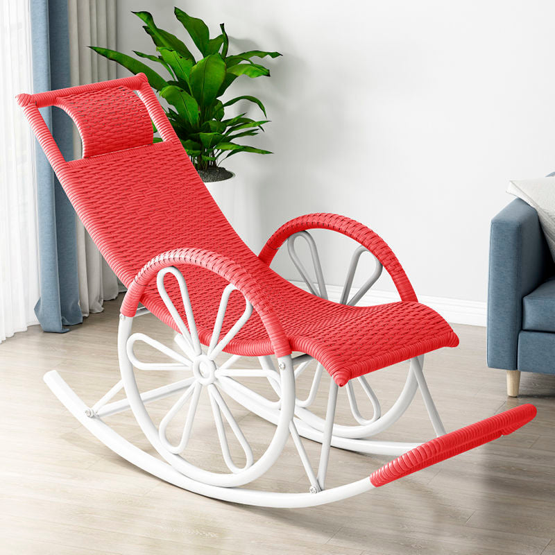Modern Rocking Chair Wicker Solid Color Metal Chair Legs Porch Rocking Chair