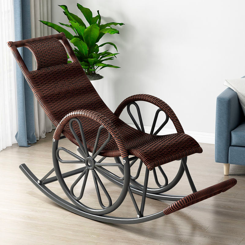Modern Rocking Chair Wicker Solid Color Metal Chair Legs Porch Rocking Chair