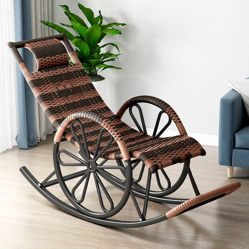 Modern Rocking Chair Wicker Solid Color Metal Chair Legs Porch Rocking Chair