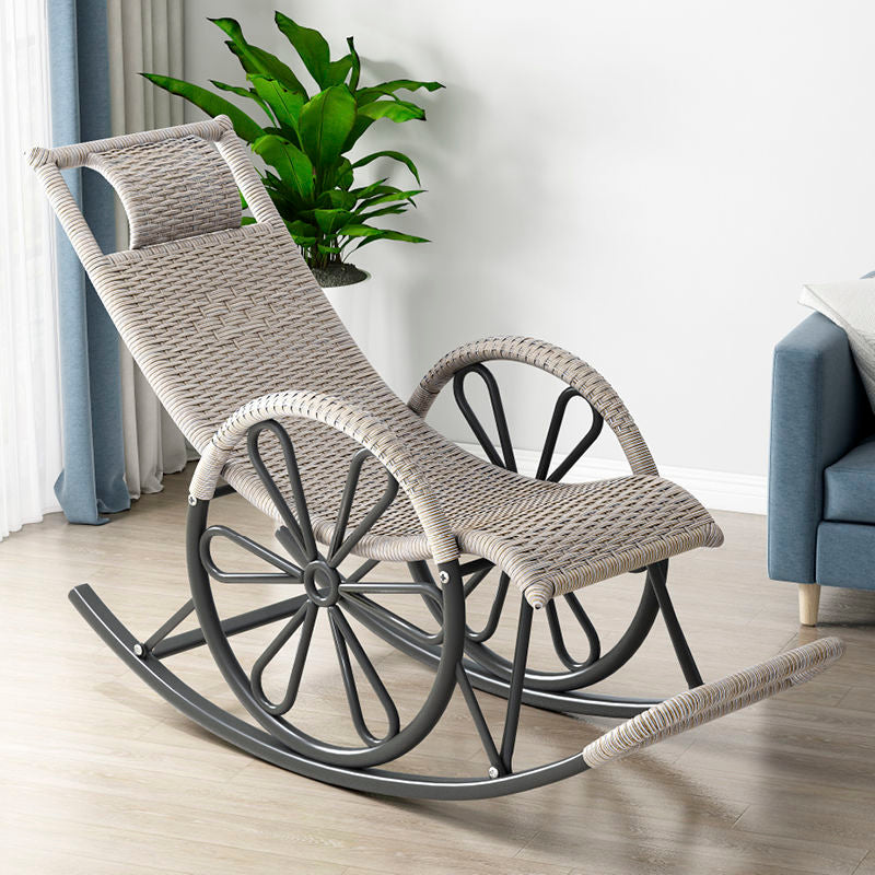 Modern Rocking Chair Wicker Solid Color Metal Chair Legs Porch Rocking Chair