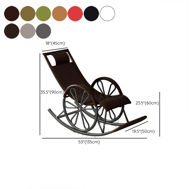 Modern Rocking Chair Wicker Solid Color Metal Chair Legs Porch Rocking Chair