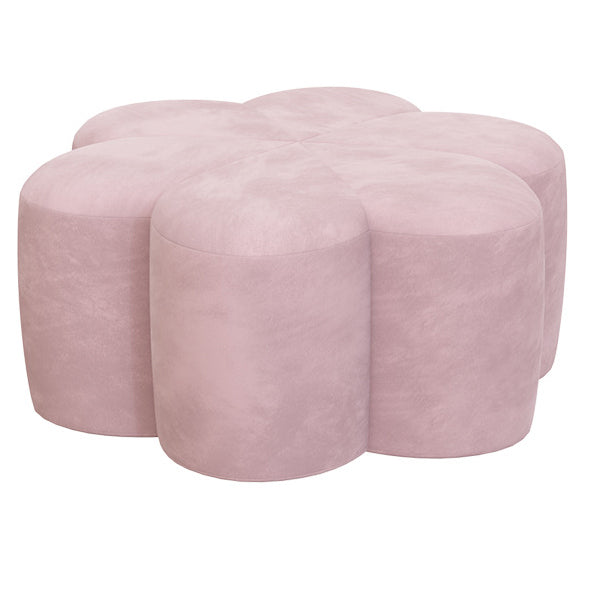 Flower Shape Pouf Velvet Pure Color Scratch Resistant Upholstered Pouf