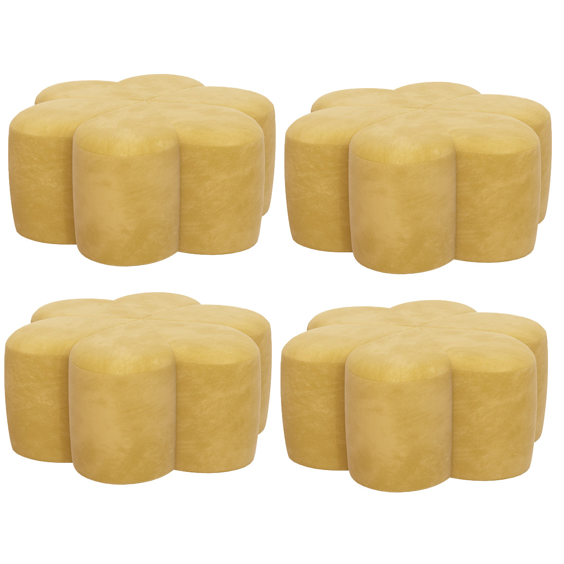 Flower Shape Pouf Velvet Pure Color Scratch Resistant Upholstered Pouf