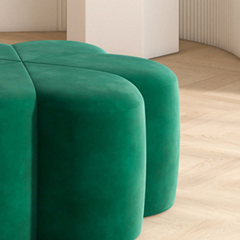 Flower Shape Pouf Velvet Pure Color Scratch Resistant Upholstered Pouf