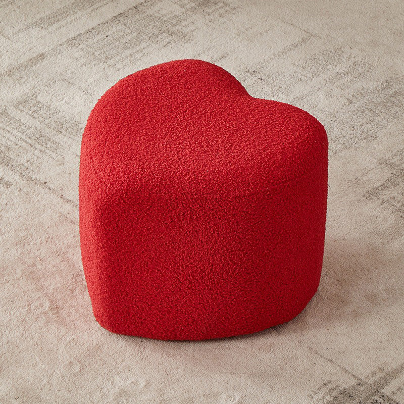 Contemporary Pouf Solid Color Sherpa Heart Shape Fade Resistant Pouf