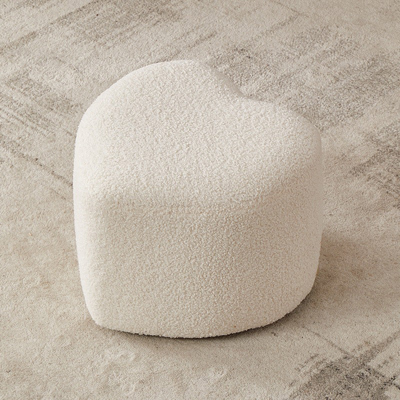 Contemporary Pouf Solid Color Sherpa Heart Shape Fade Resistant Pouf