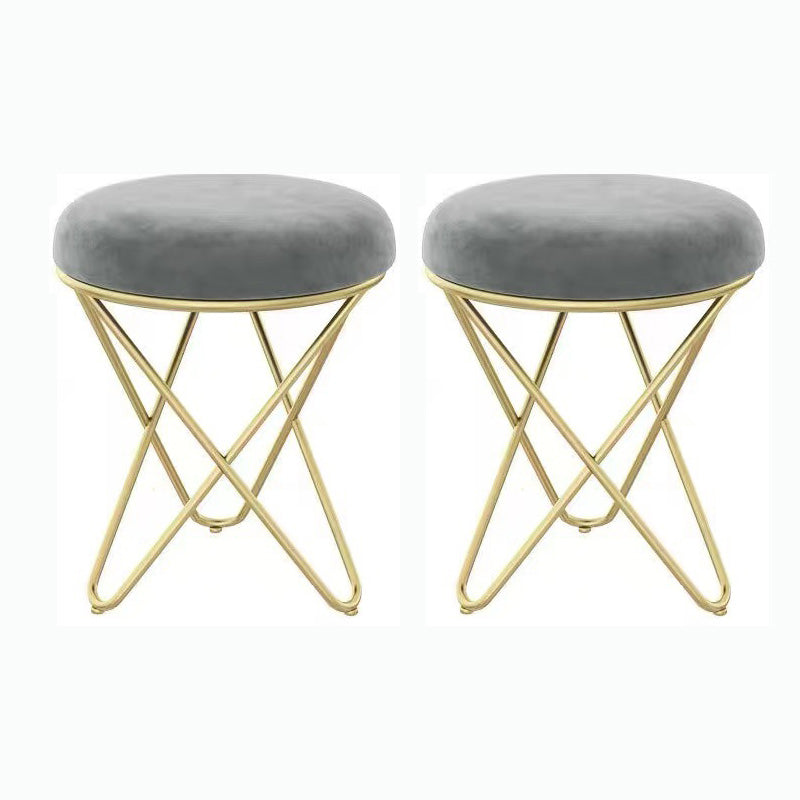 Round Ottoman Scratch Resistant Modern Pure Color Upholstered Ottoman