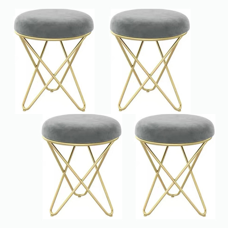 Round Ottoman Scratch Resistant Modern Pure Color Upholstered Ottoman