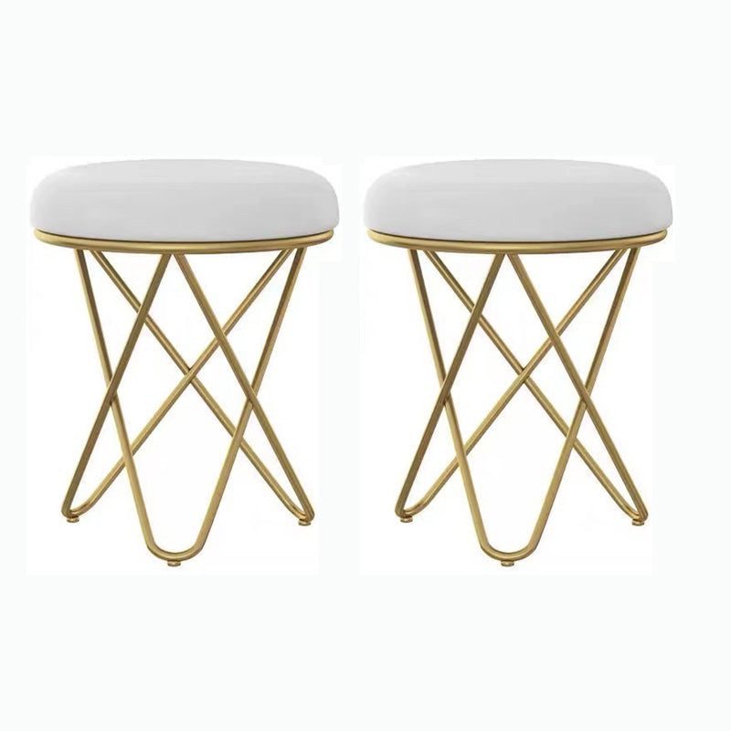 Round Ottoman Scratch Resistant Modern Pure Color Upholstered Ottoman