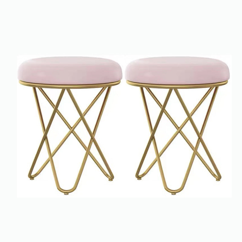 Round Ottoman Scratch Resistant Modern Pure Color Upholstered Ottoman