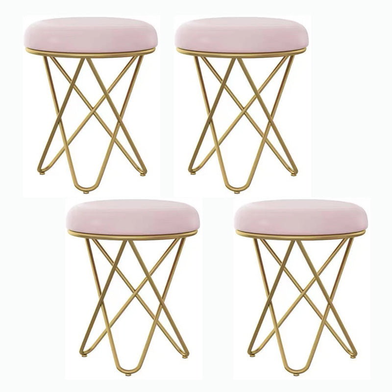 Round Ottoman Scratch Resistant Modern Pure Color Upholstered Ottoman