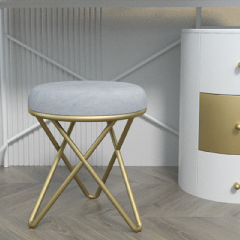 Round Ottoman Scratch Resistant Modern Pure Color Upholstered Ottoman