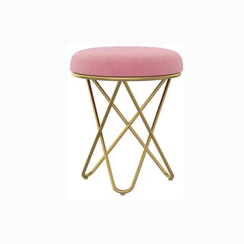 Round Ottoman Scratch Resistant Modern Pure Color Upholstered Ottoman