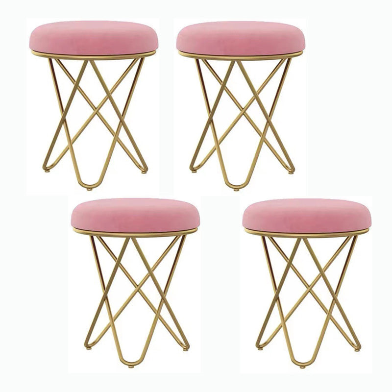 Round Ottoman Scratch Resistant Modern Pure Color Upholstered Ottoman