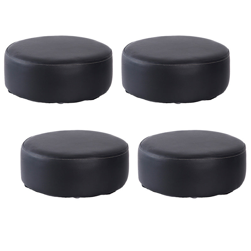 Water Resistant Ottoman Solid Color Faux Leather Round Pouf Ottoman