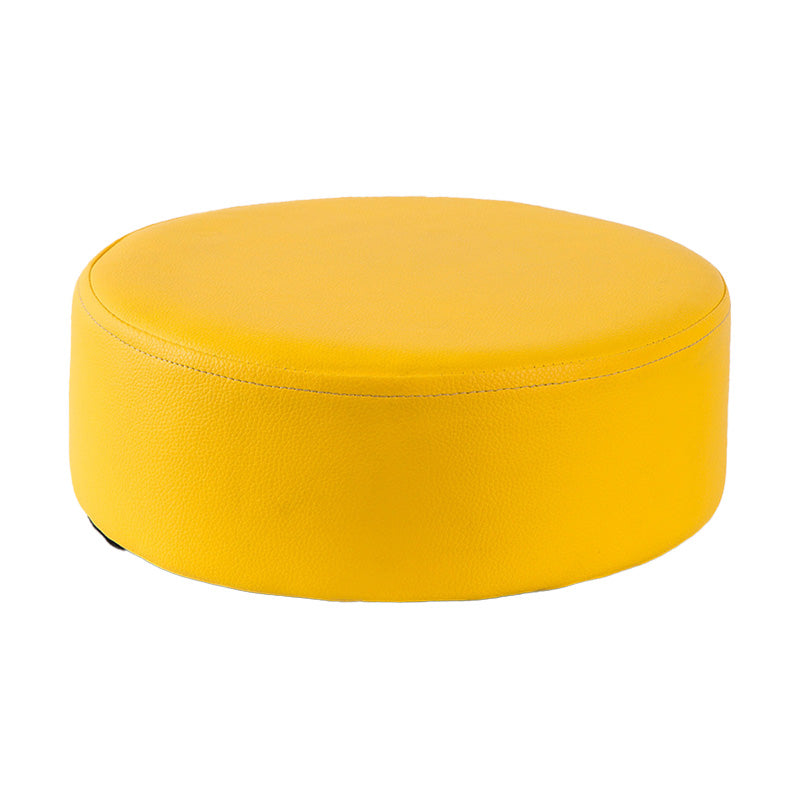 Water Resistant Ottoman Solid Color Faux Leather Round Pouf Ottoman